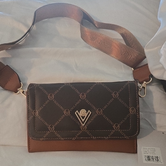 Valentino Orlandi Handbags - Valentino Orlandi Brown Logo Crossbody Bag Wallet Purse NWT